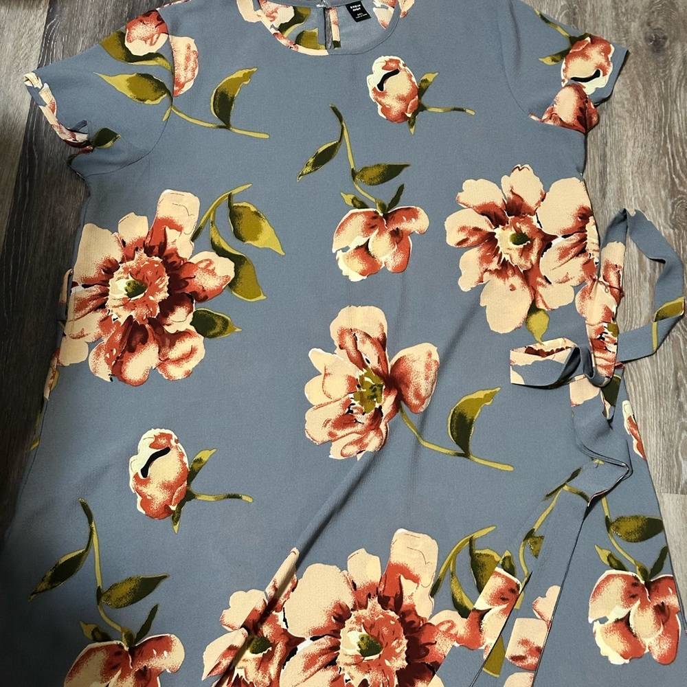 SHEIN Pink and Cream Blouse with Peter Pan Collar and Tie Front